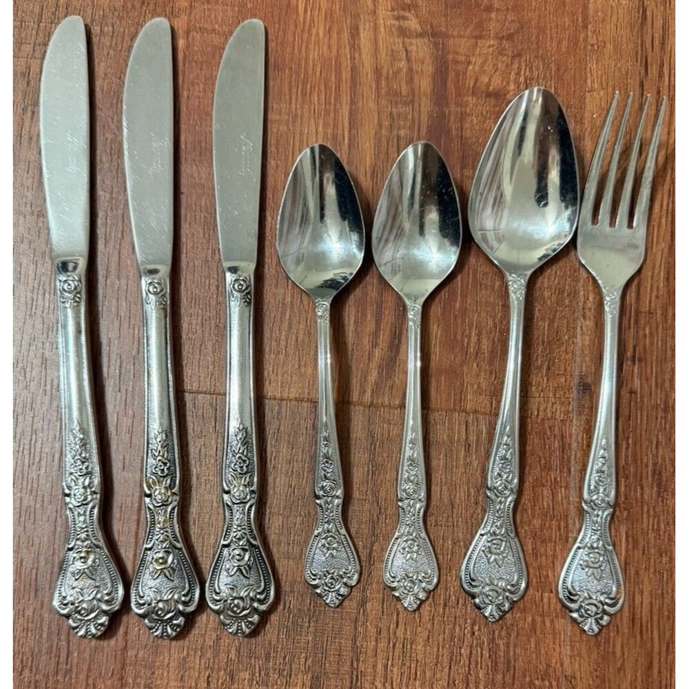 NORMANDY Stainless Japan Vintage Floral Roses Replacements  Fork Spoon Knife Lot